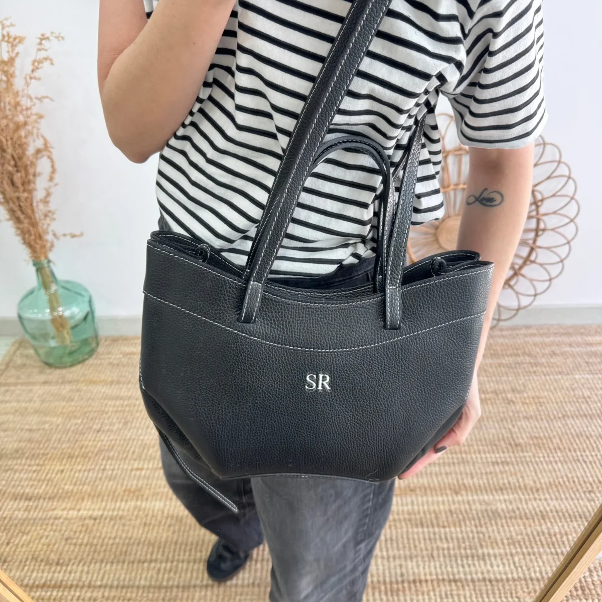 Tote estructurado piel negro