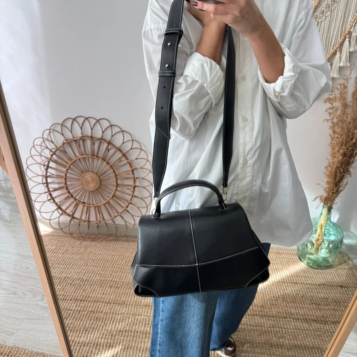 Bolso satchel negro - Imagen 5