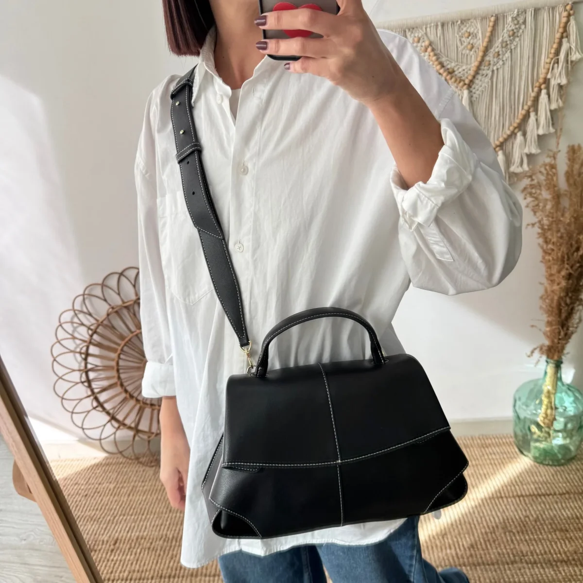 Bolso satchel negro - Imagen 3