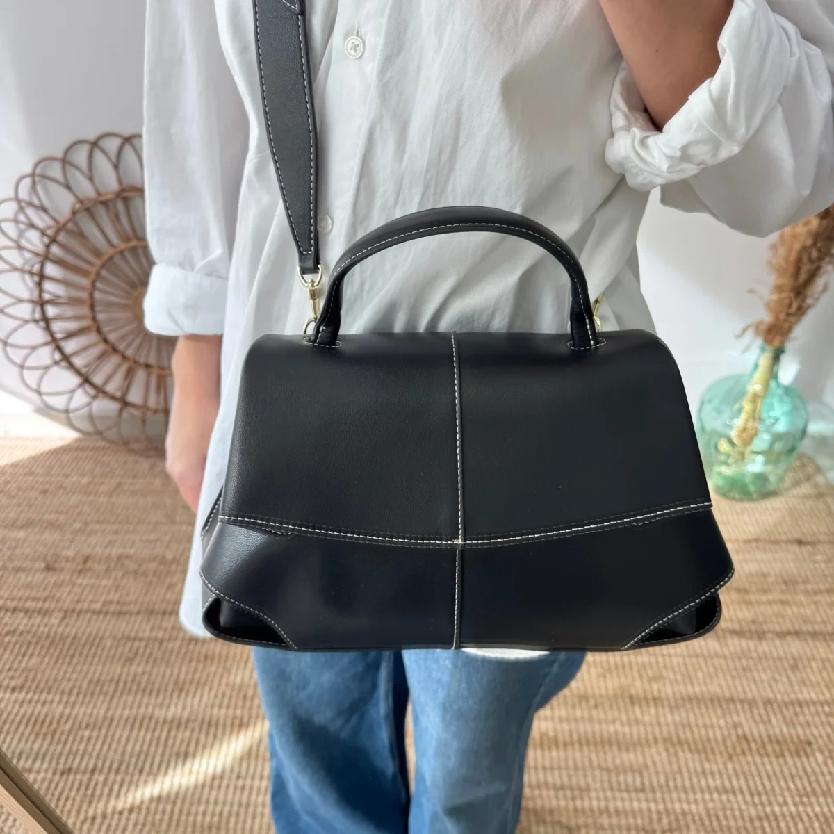 Bolso satchel negro - Imagen 7