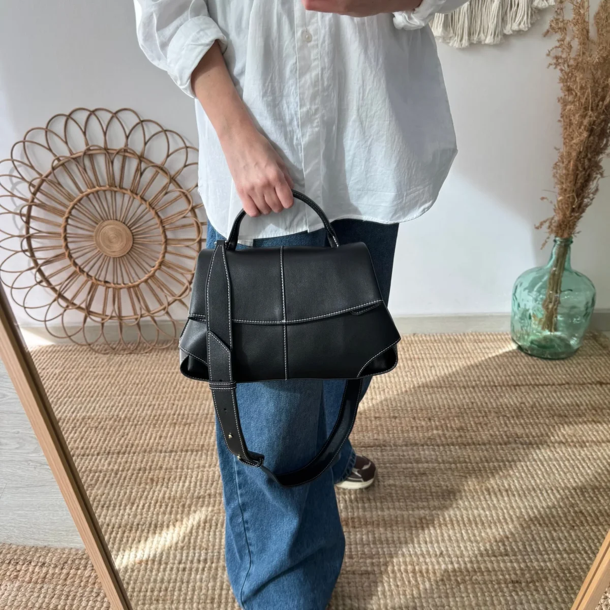 Bolso satchel negro - Imagen 8
