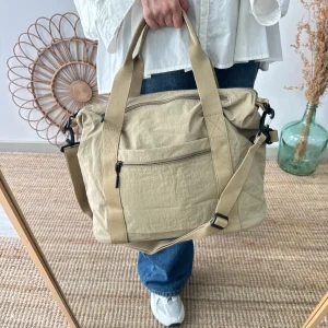 Bolso nylon multibolsillos beige
