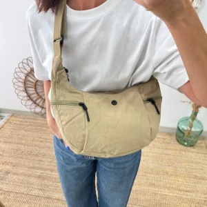 Bandolera nylon beige