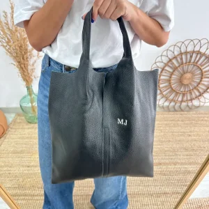 Bolso Tote piel negro con monedero