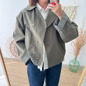 Chaqueta tipo gabardina caqui