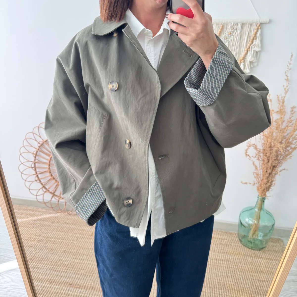 Chaqueta tipo gabardina caqui - Imagen 2