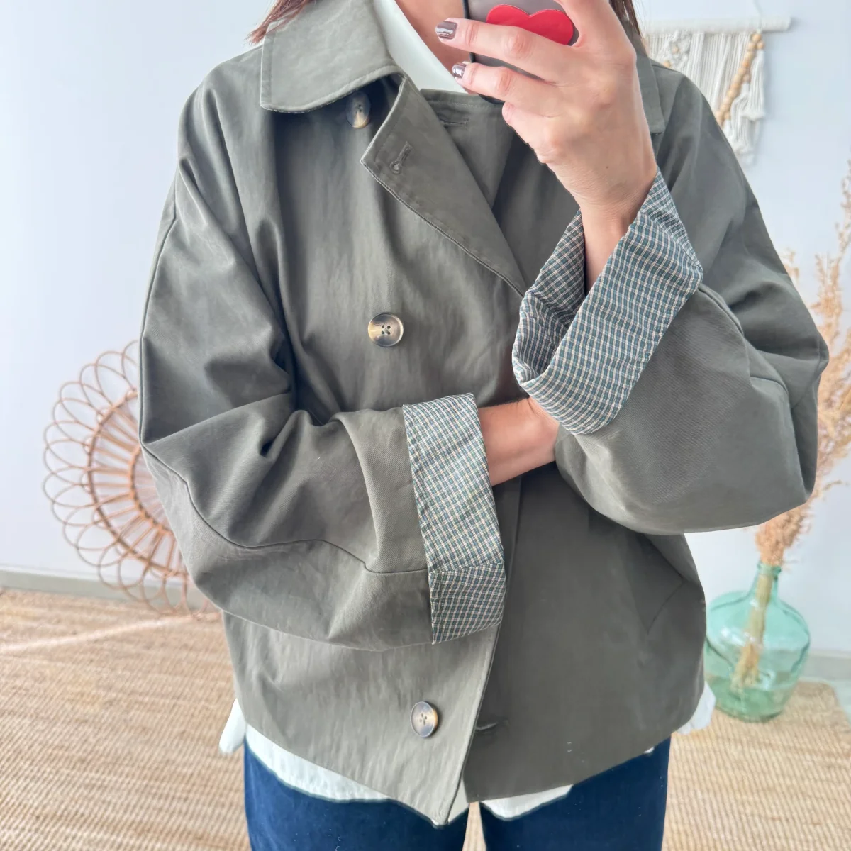 Chaqueta tipo gabardina caqui - Imagen 4