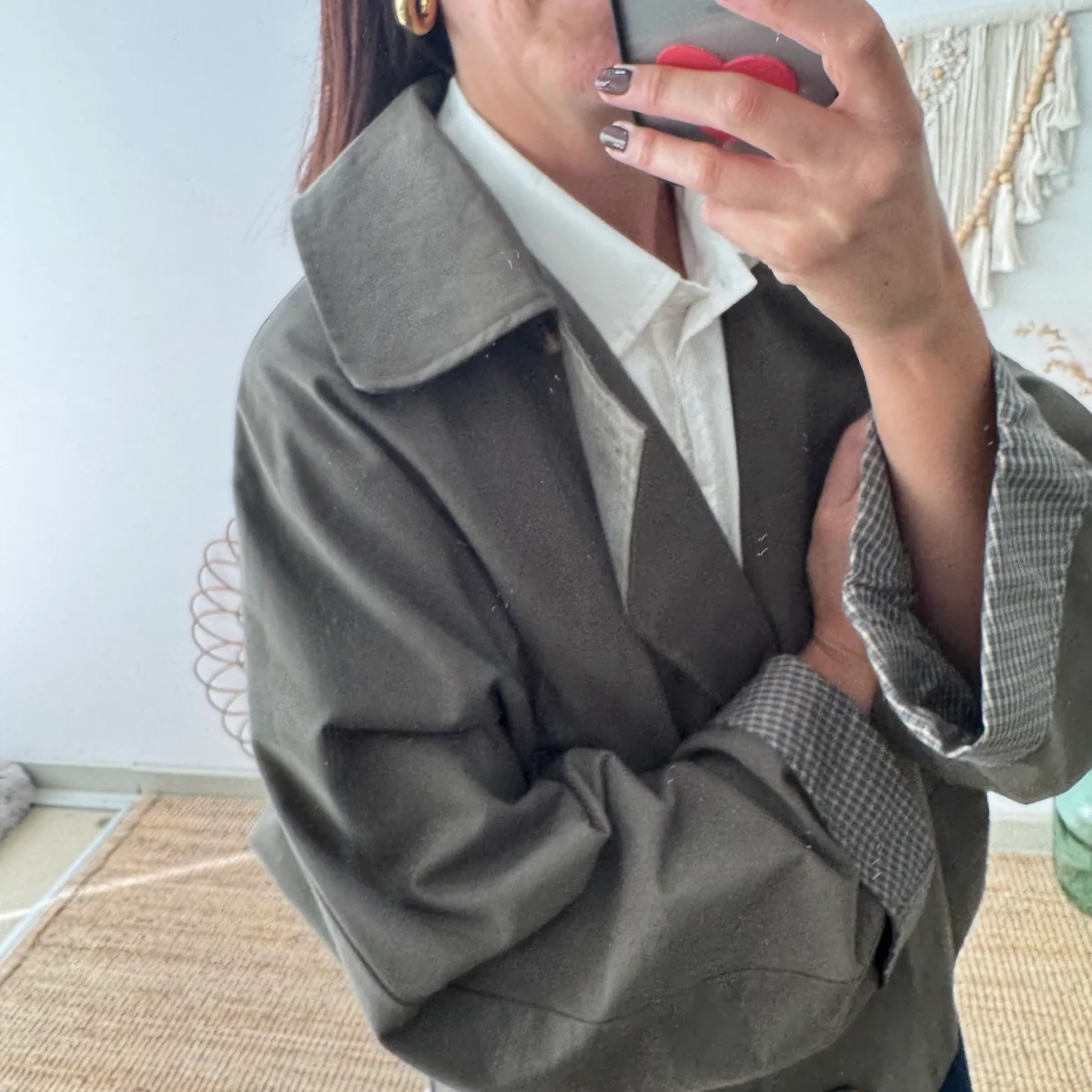 Chaqueta tipo gabardina caqui - Imagen 8