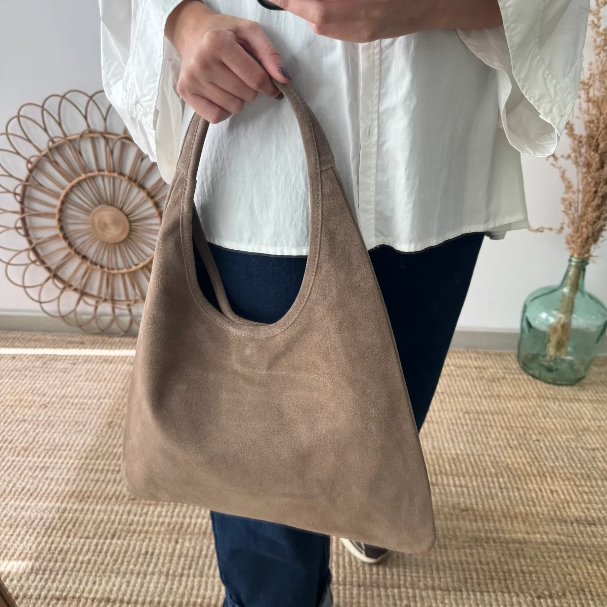 Bolso hobo serraje taupe - Imagen 3