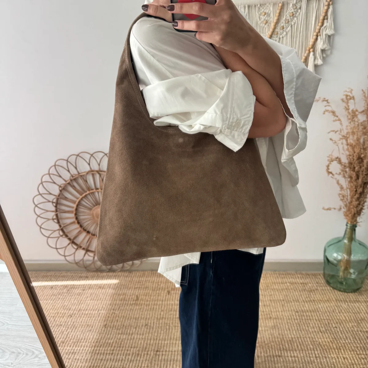 Bolso hobo serraje taupe - Imagen 4