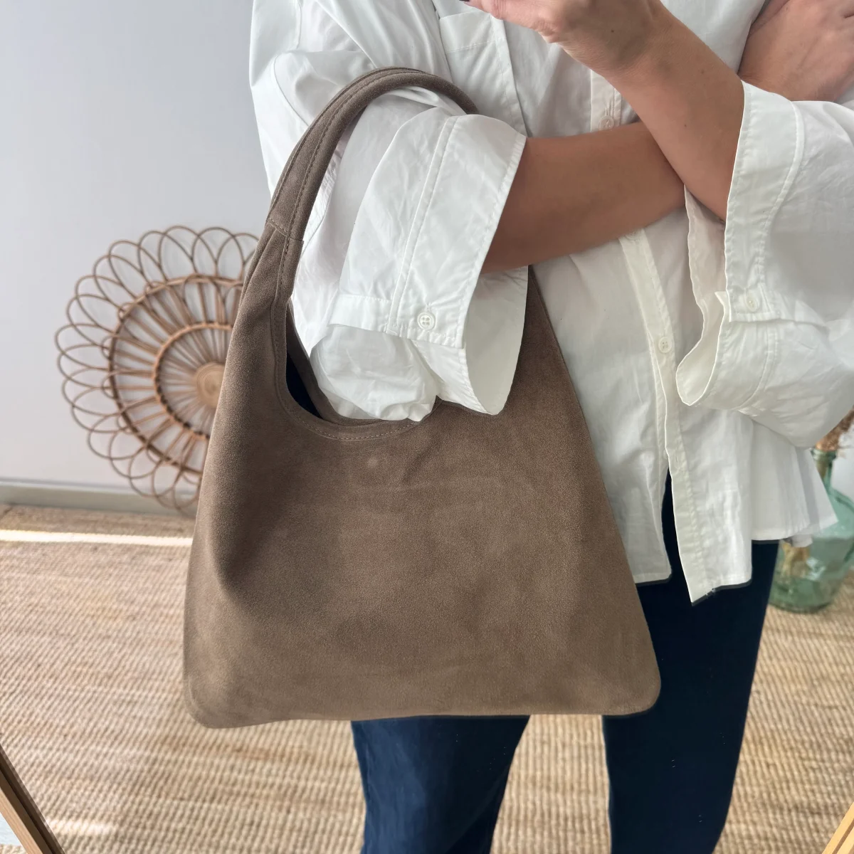 Bolso hobo serraje taupe - Imagen 6
