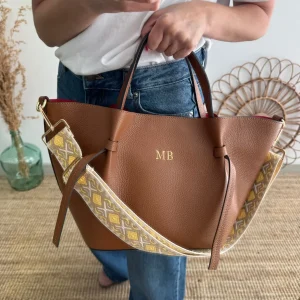 Bolso piel lazos camel