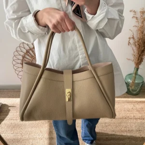 Bolso shopping piel taupe mediano