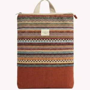 Mochila Camil Tapiz Rayas Terracota y Base Lino