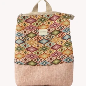 Mochila Camil Tapiz Étnico Coral y Base Lino Rosa