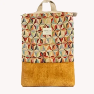 Mochila Camil Tapiz Étnico y Base Ante Camel