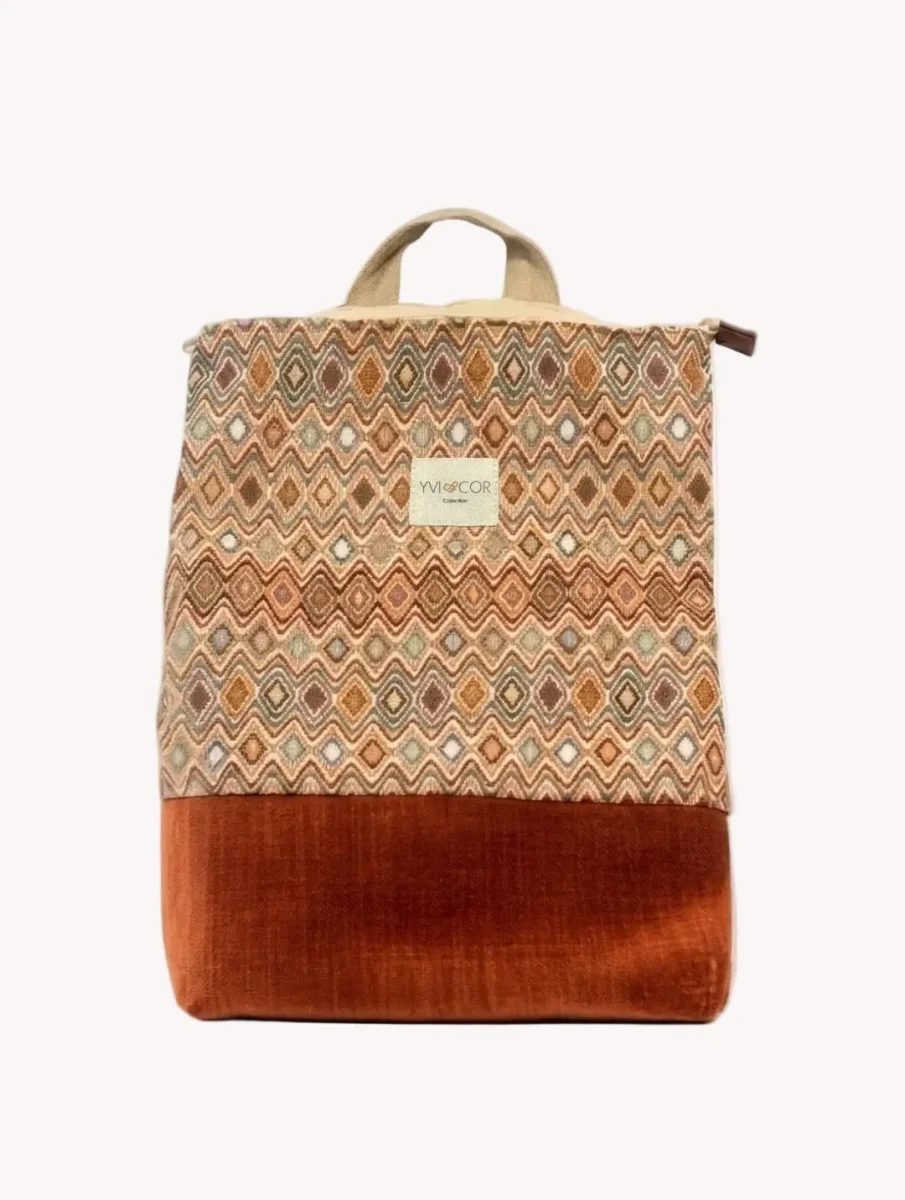 Mochila Camil Tapiz Zigzag Terracota y Base Ante