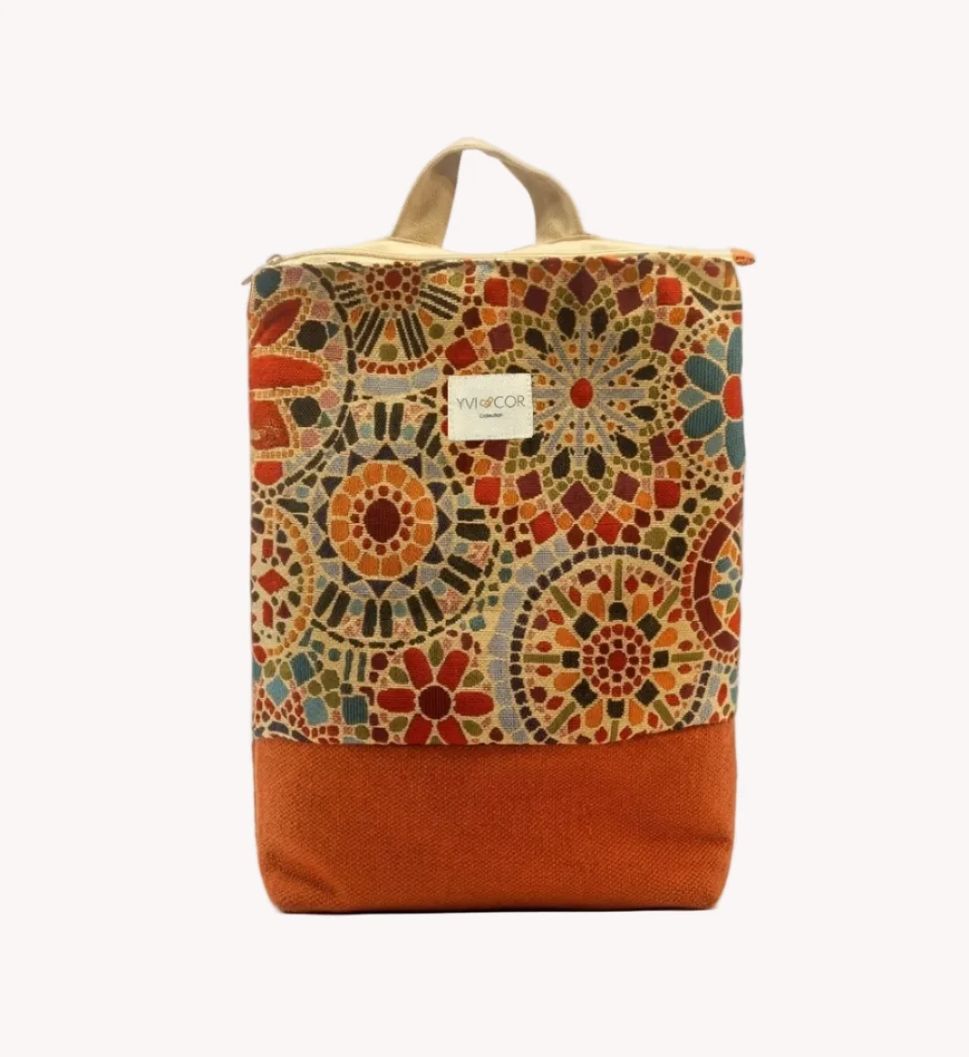 Mochila Camil Tapiz Mandala y Base Naranja Quemado