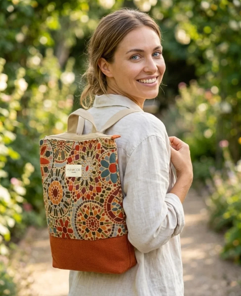 Mochila Camil Tapiz Mandala y Base Naranja Quemado - Imagen 4