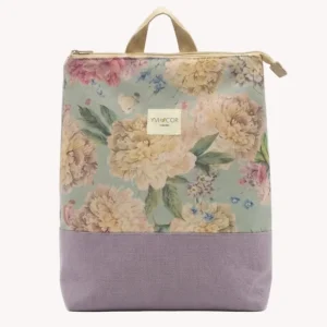 Mochila Camil Estampado Peonías Azul Celeste