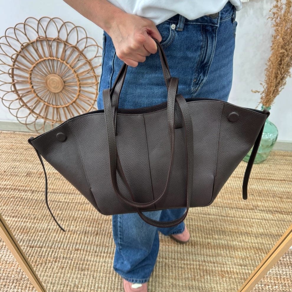 Bolso tote marrón piel - Imagen 8
