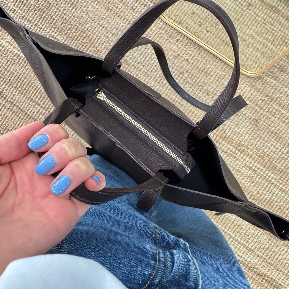 Bolso tote marrón piel - Imagen 9