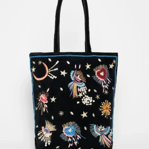 Bolso terciopelo shopper bordado