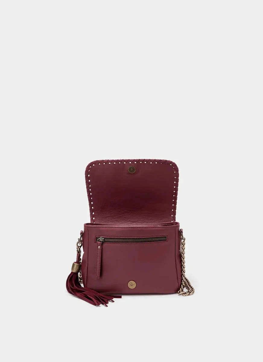 Bolso Bandolera Burdeos Solapa Ante - Imagen 4