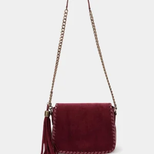 Bolso Bandolera Burdeos Solapa Ante