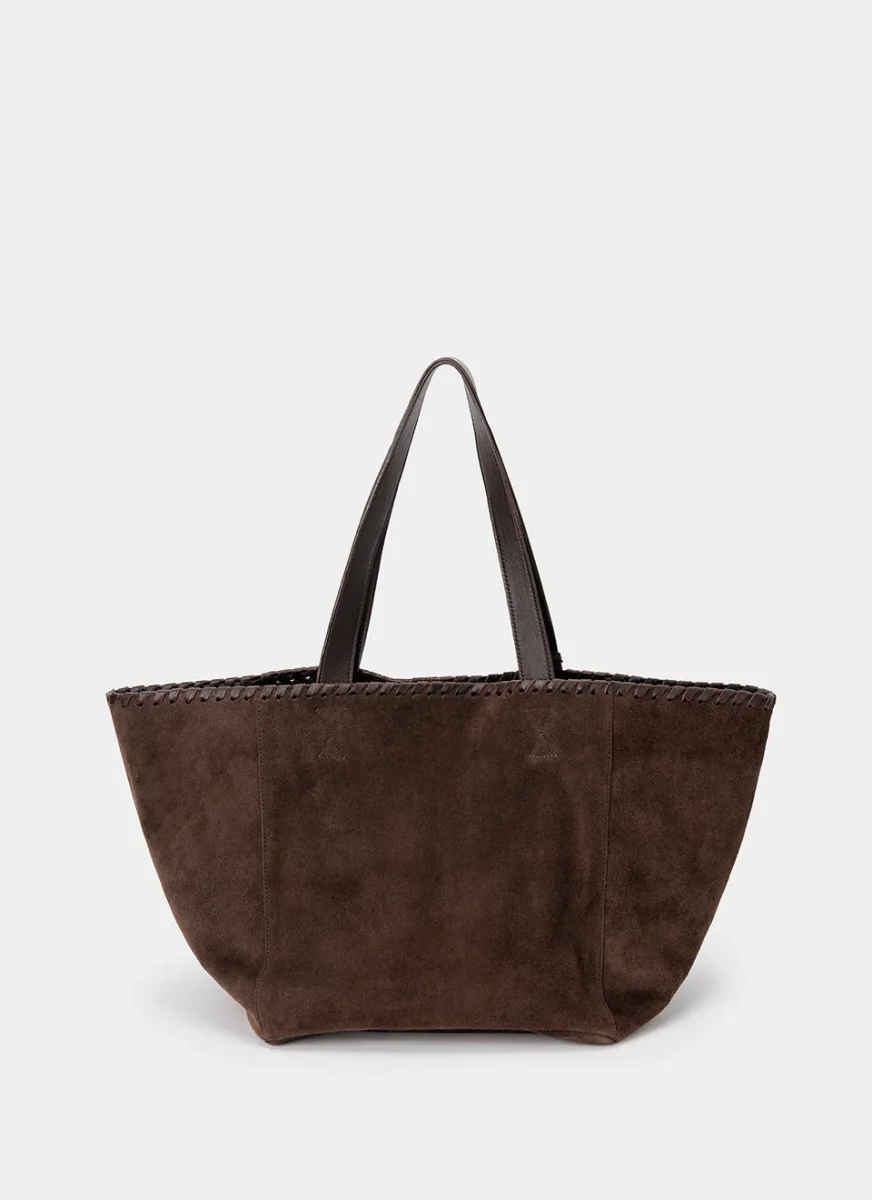 Bolso Tote Ante Marrón Chocolate Borlón - Imagen 7