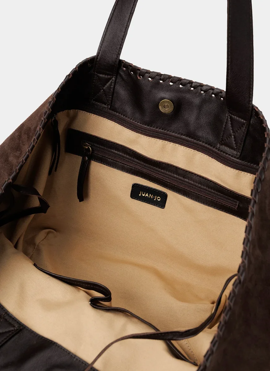 Bolso Tote Ante Marrón Tachas - Imagen 7