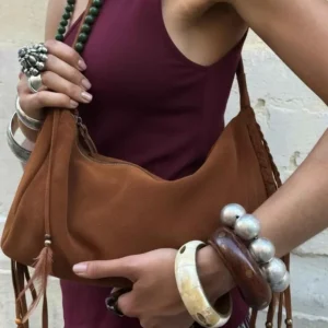 Bolso Ante Flecos Coñac Yuma