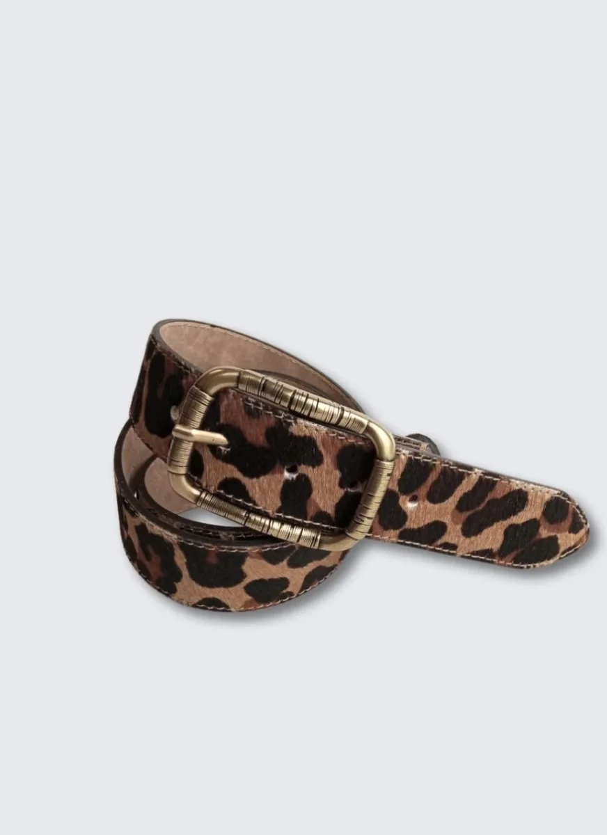 Cinturón Leopardo Pelo Hebilla Dorada - Imagen 4