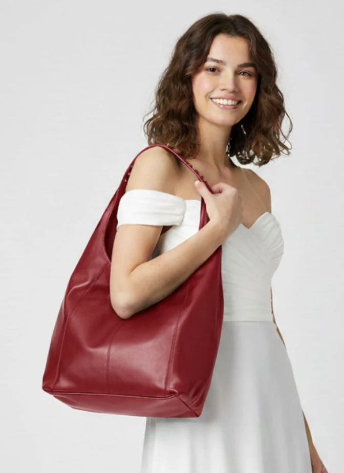 Bolso Hobo piel Burdeos Karla - Imagen 3