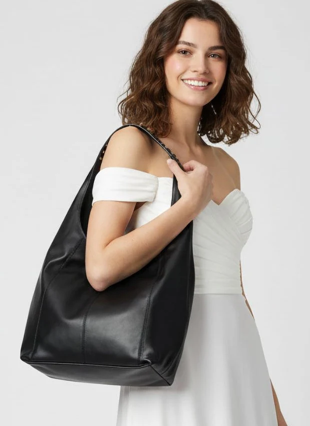Bolso Hobo Piel Negro Karla - Imagen 3