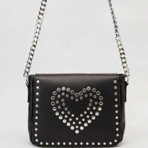 Bolso Tachuelas Negro Corazón