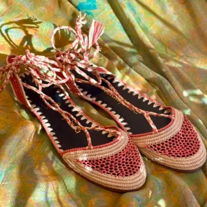 Sandalias rafia rosa