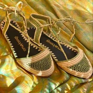 Sandalias rafia verde