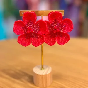 Pendientes flor roja
