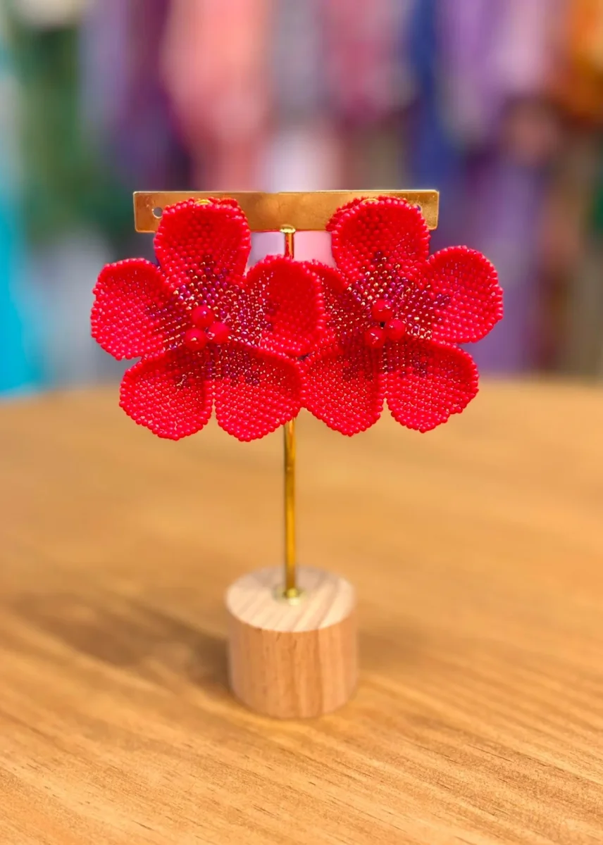 Pendientes flor roja - Imagen 2