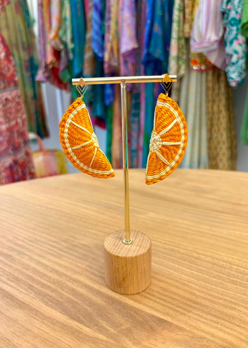 Pendientes iraca naranja - Imagen 3