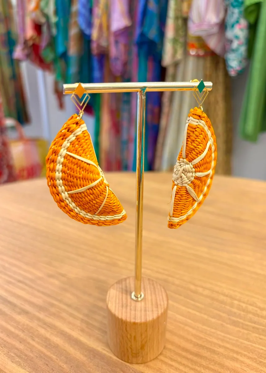 Pendientes iraca naranja - Imagen 4
