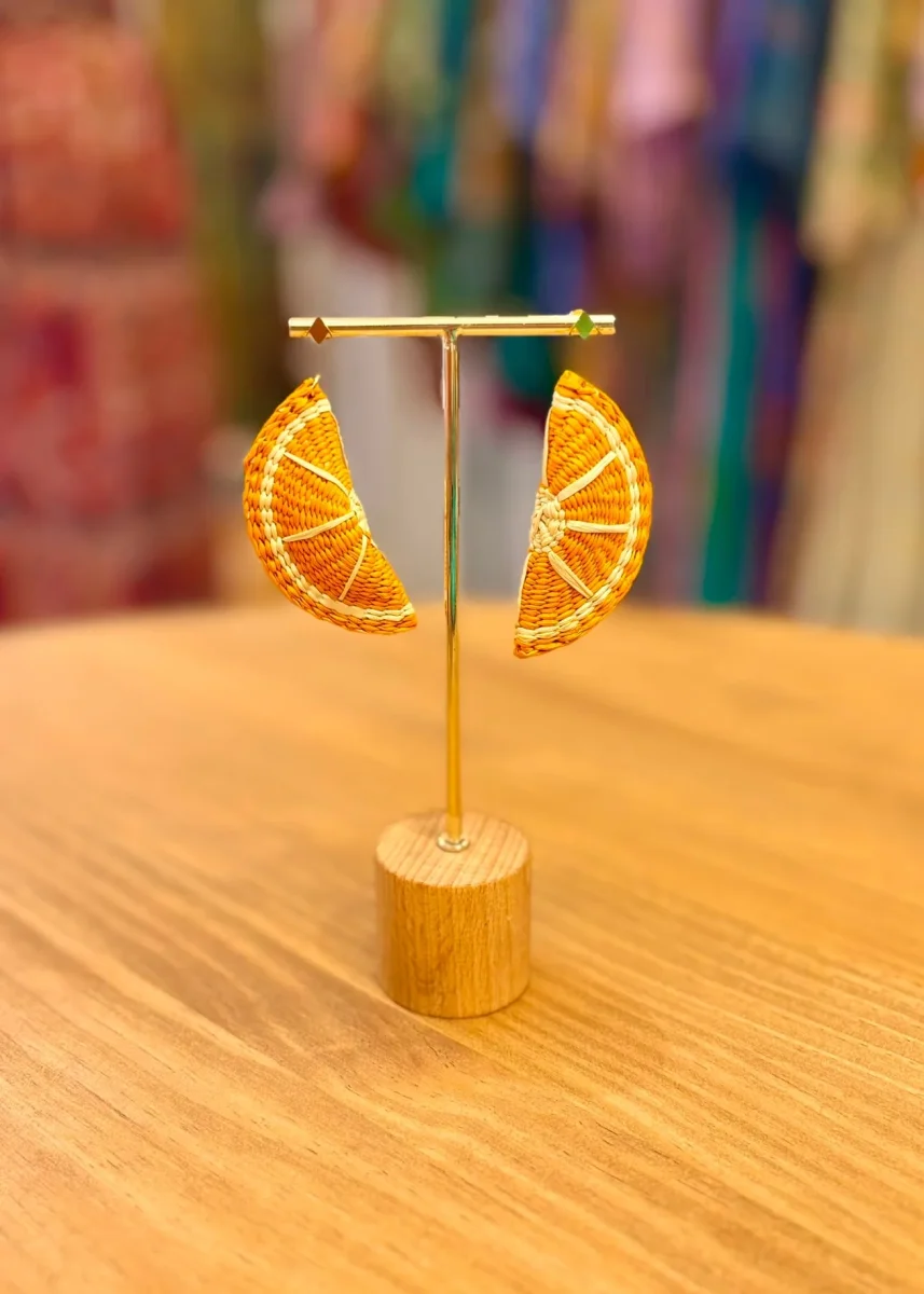 Pendientes iraca naranja - Imagen 2