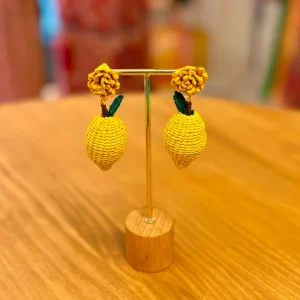Pendientes iraca limón