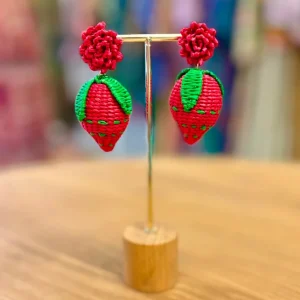 Pendientes iraca fresa