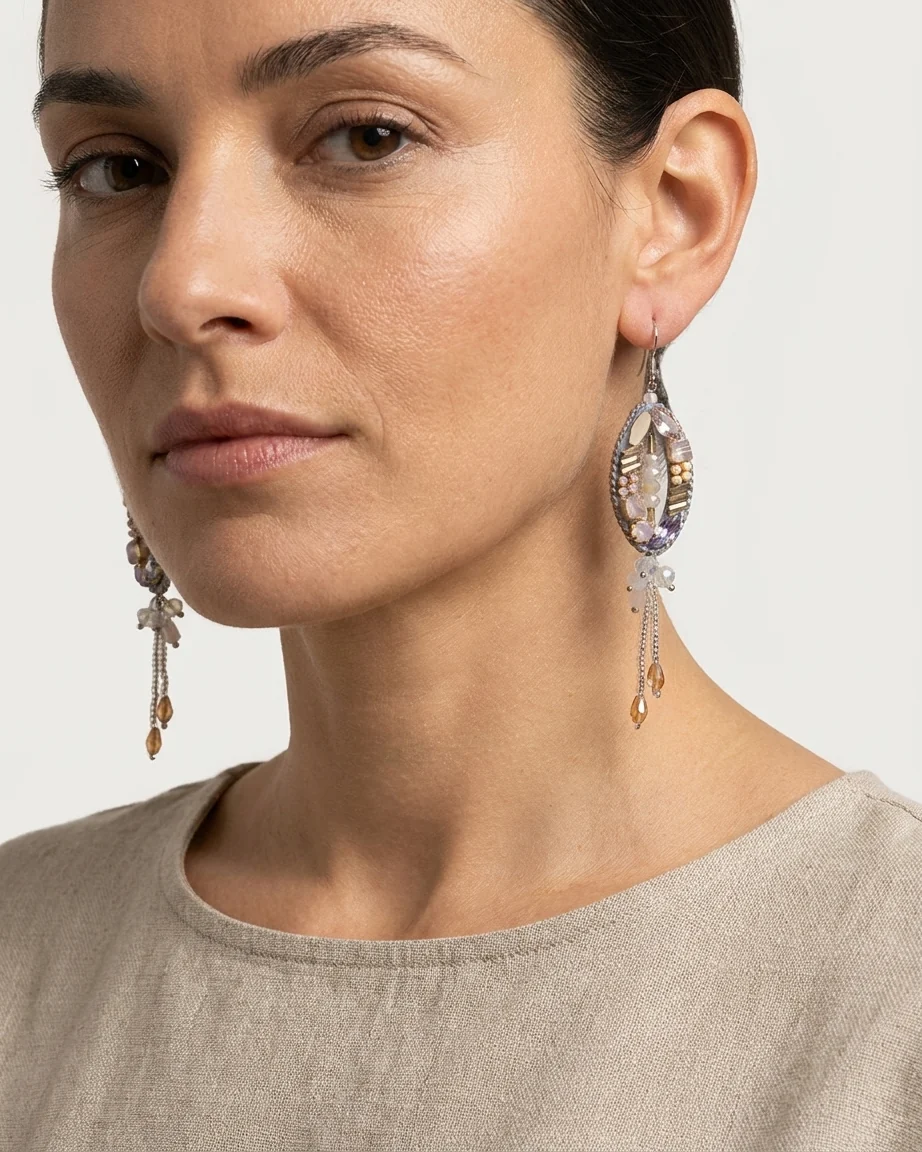 Pendientes Aros Malva Mediterránea - Imagen 3