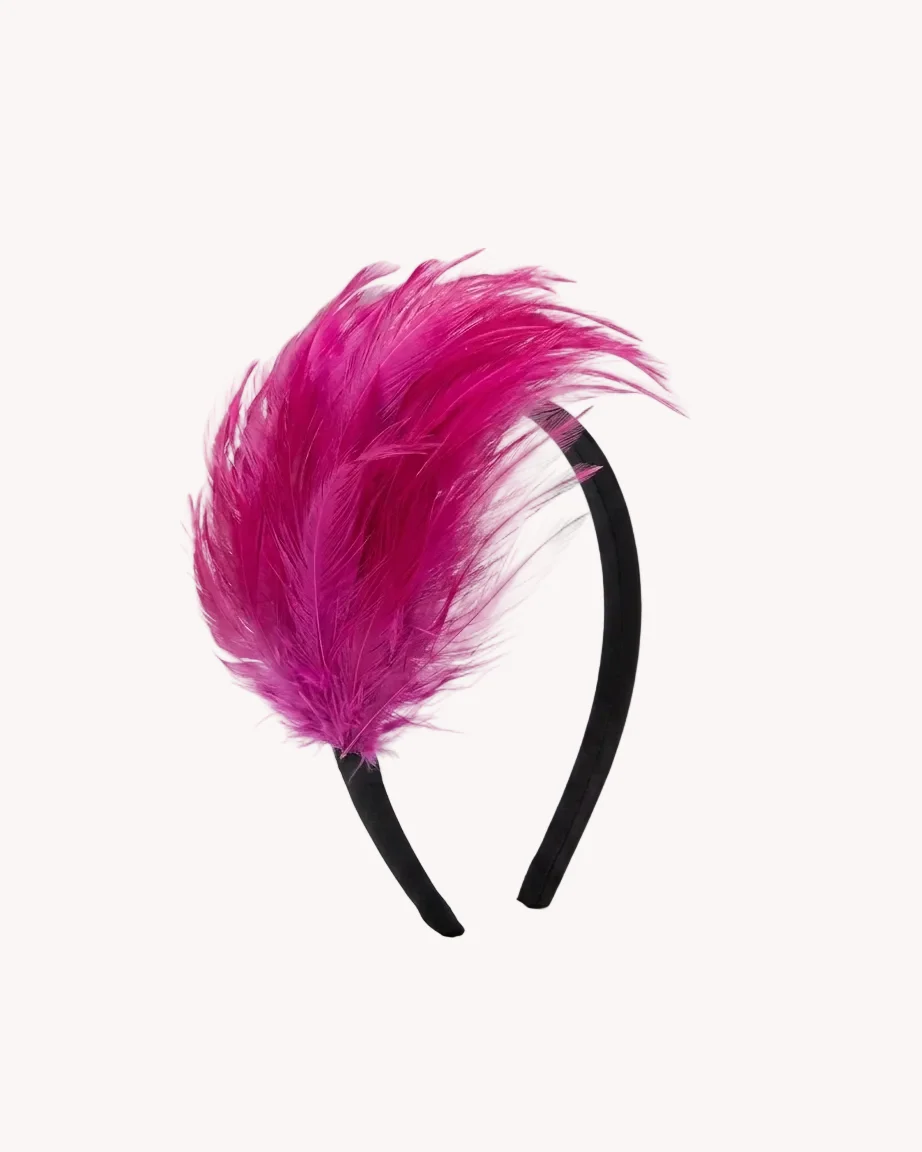 Diadema Pluma Flor de Buganvilla