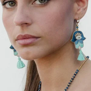 Pendientes bordados seda