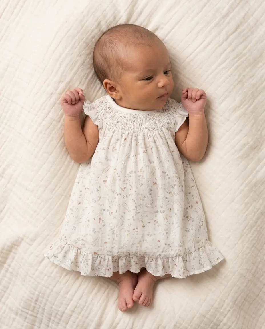 Conjunto Bebé Vestido Alas de Ángel y Bombacha Botánico Acuarela - Imagen 9