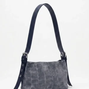 Bolso Serraje Bandolera Azul Coco